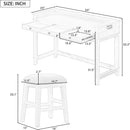 TREXM 4-Piece Dining Table Set for 3, Retro Kitchen Table and Chairs Set with 3 Storage Drawers, Ideal for Small Spaces (Natural)