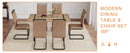 Table and chair set.A minimalist retro rectangular dining table with a textured top and black metal legs.Paired With 6 Brown technology fabric chairs with Featuring arched black legs.