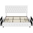 Queen Upholstered Bed Frame With Under Bed Drawers