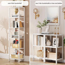 Six Tier Tall White Bookshelf For Small Spaces Living Room