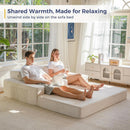 Beige Foldable Convertible Sleeper Sofa With CupHolders