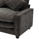 Modern Chenille Upholstered Sectional Sofa with Ottomans, USB Ports, Cup Holders, and Storage in Grey