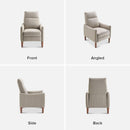 Arthur Mid Century Recliner Chair With 3 Positions Taupe Stripe Jacquard