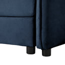 Oversized Deep Seat Sectional Cloud Sofa Sleeper with 3 Ottomans & Soft Pillows, Modular Couch Bed, Blue Chenille, 109.45 Inches
