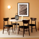 Walnut Finish Dining Chairs With Black Cushions Set Of 2