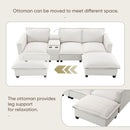 [VIDEO+NEW]109*57' Modern Sectional Cloud Sofa with Console,USB charger,Reading Light,Cup Holder,Wide Seat,4 Seat Chenille Modular Couch,Storable Indoor Funiture for Living Room,Apartment,2 Colors