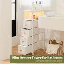 LED Narrow Nightstand With Wireless Charging White