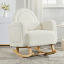 Accent Rocking Chair with Curved Back & Pillow, Ultimate Comfort for Your Home, Teddy Velvet, Cream White