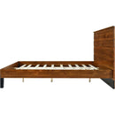 Mid-Century Modern Solid Wood Bed Frame King Size Platform Bed with Six-Piece Headboard Design, No Box Spring Needed, Brown
