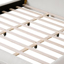 King Size Bed Frame with Boucle Fabric, Upholstered Platform Bed with Curve-Shaped Design & Thick Headboard, White