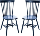 Navy Blue Windsor Spindle Solid Wood Dining Chair Set Of 2