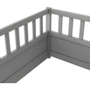 Twin Size Floor bed, integral construction with super high security barrier, door, children's floor bed frame, Montessori wooden children's floor bed, Grey