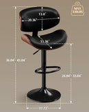 Set Of 2 Adjustable Swivel Bar Stools For Kitchen Island Black