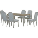 7-Piece Farmhouse Dining Set Classic Rustic Table and 6 high-back design Chairs for Dining Room, Kitchen (Brown+Gray)