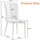 Modern minimalist dining chairs, white PU back and seat cushion, white metal legs, suitable for dining room,living room.Cream-Style dining chairs with a vertical line design on backrest.Six Pieces.