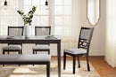 Cherry Brown Transitional Table Set Cushioned Chairs