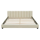 Queen Size & Twin XL Size Upholstered Platform Bed, Mother & Child Bed, PU Leather, Beige