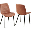 Brown Leathaire Dining Chairs Set of 2,Mid-Century Modern Leathaire Chairs Kitchen Living Room Armless Side Chair with Metal Legs Set Of 2