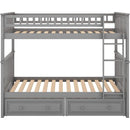 Grey Twin Bunk Bed With Storage Drawers Safety Rail