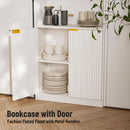 72 Inch Tall Bookcase With Doors 7 Tier Storage Enclosed Cabinets