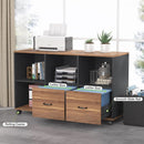 63 Inch L Shaped Desk With 47 Inch File Cabinet Brown Black