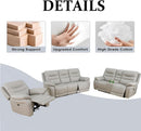 Genuine Leather Power Recliner Sofa Set 3 Piece Light Grey