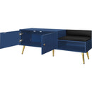 Modern Shoe Storage Bench with Hidden Storage and Upholstered Cushions for Bedside, Living Room and Entryway (Navy)
