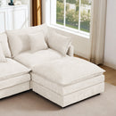 Contemporary Modular Sectional Sofa L-Shaped Couch Set with Movable Ottoman Chenille Beige 105 Inch