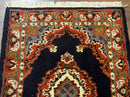 Small Indo Persian Rug 2x3, Navy Blue & Terracotta, Wool, Handmade