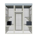 62.6' Gray Wooden Catio Outdoor Pet Enclosure with Waterproof Top, Spacious and Secure Cat House & Small Animal Cage, Black Rust-proof Metal Wire