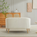 50.78'W Modern Loveseat Couch Sofa, Corduroy Fabric Upholstered 2-Seat Sofa, Wooden Nature Legs for Small Spaces Office Studio Apartment Bedroom, Ivory