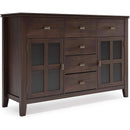 Chestnut Brown Contemporary Sideboard With Glass Doors