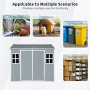 8x4ft Resin Outdoor Storage Shed with Two-Window and Double-Door,Plastic Shed with Floor for Gargen,Patio,Yard,Lawn,Grey
