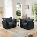 Set of 2 Slipcovered Armchairs,Deep Seat Accent Chair Set for Living Room, Reading Room, Bedroom and Working Spaces,Armchair Sets with Large Soft Pillows,Gray Corduroy Fabric