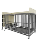 Large pet cage with storage rack, drawers with stainless steel food and water basin, made of iron frame and MDF material, sturdy, exquisite, and practical (black+beige)