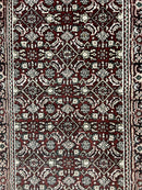 Indo Persian Runner Rug 2.7 x 8, Wool Hand Knotted Vintage Carpet, Red Black, Herati Allover Pattern, Oriental Runner, Rug for Hallway