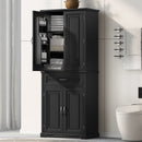 Bathroom Storage Cabinet with Doors and Drawer, Multiple Storage Space, Adjustable Shelf, Black (Old Sku:WF308204AAB)
