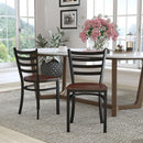 2 Pack Hercules Series Black Ladder Back Metal Dining Chair With Mahogany Seat For Restaurants