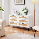 Six Drawer White Dresser With Industrial Steel Base