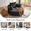 360° Swivel Accent Barrel Chair with Removable Pillows, Black Chenille, 56.3x56.3x36.5 inches