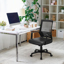 Ergonomic Office Chair Leather Seat Mesh Back Black With Lumbar Support