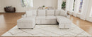 Beige Chenille Sectional Sofa Convertible Pull-out Bed with Storage Ottoman & USB Ports, 109.1'