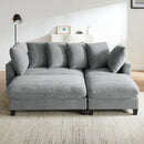 Modern L-Shaped Sectional Sofa with Storage, Movable Ottoman, and Throw Pillows, Grey Chenille, 83'
