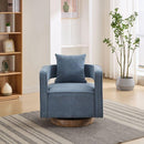 29.1"W Swivel Accent Open Back Chair Modern Comfy Sofa Chair With Weathered Base For Nursery Bedroom Living Room Hotel Office, Club Chair Leisure Arm Chair For Lounge (Pale Blue,Linen Blend)