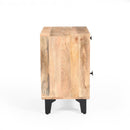 Solid Wood Vintage Nightstand with Handcrafted Detailing in Natural Finish
