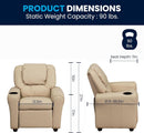 Beige Kids Recliner With Cup Holder For Cozy Seating