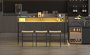 59 inch bar table, dining table, sofa table with power socket and LED light, 3 saddle stools, 4-piece bar table and chairs set for living room, dining room and kitchen