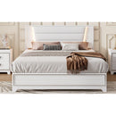 Queen Size PU Upholstered Bed, Headboard with LED Light Strips and Sparkling Shiny Decoration, No Box Spring Required, White