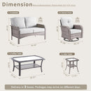 5 Piece Outdoor Patio Furniture Set With Swivel Rocker Chairs Light Gray
