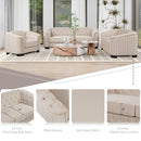 Modern Velvet Upholstered 3-Piece Sofa Set with Rubber Wood Legs in Beige